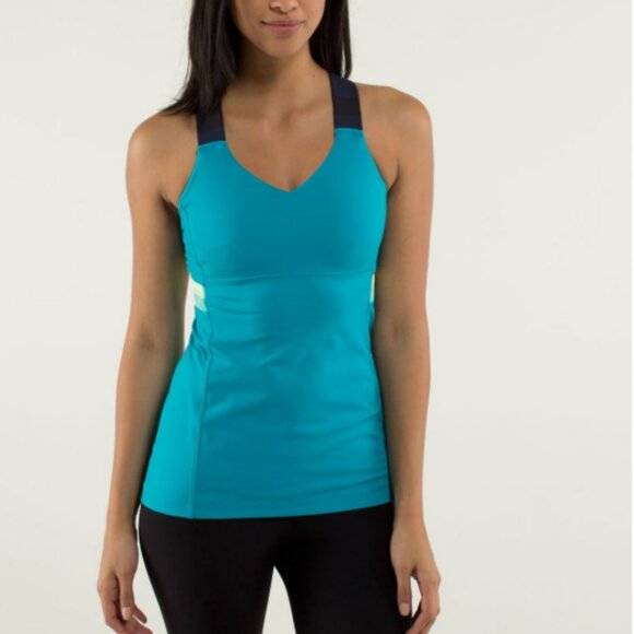 Lululemon Push Ur Limits Tank Top in Blue Stripe Surge Size 6 - Picture 3 of 8